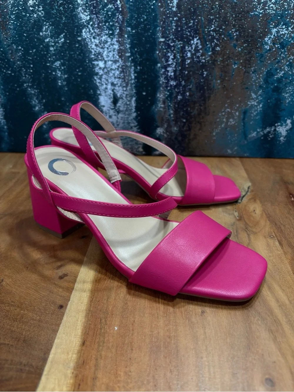 Journee Collection Barbiecore Lirryc Magenta Block Heel Sandals